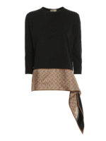 T-shirt in cotone con banda in seta