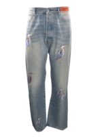 Jeans con aironi ricamati azzurri