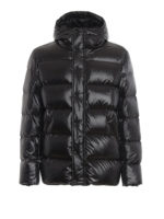 Piumino nero con patch logo in gomma