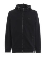 Felpa nera in cotone con stampa H86N