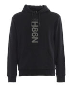 Felpa nera con cappuccio logato