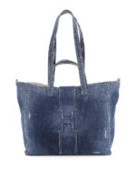 Shopper in denim sfilacciato
