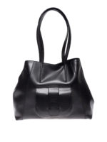 Shopper in pelle con tasca logo H