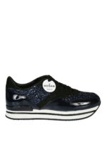 Sneaker H222 in vernice e glitter blu