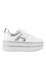 Sneaker H449 in pelle bianca e argento