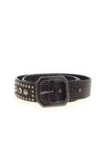 Cintura con borchie e strass all-over nera