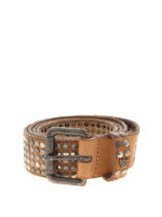 Cintura con borchie all-over color cuoio