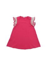 Abito fucsia con tulle sulle maniche