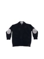 Cardigan blu con patchs sulle maniche