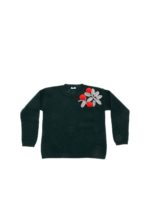 Pullover verde con ricamo floreale