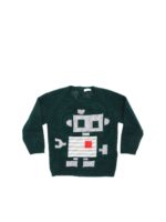 Pullover verde con intarsi blu