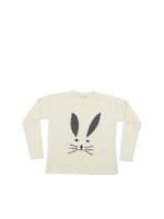 Pullover color avorio con intarsio coniglio