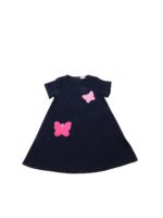 Vestito blu con patch farfalle