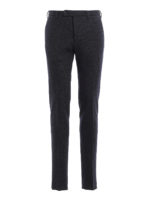 Pantaloni in cotone e lana con micro fantasia