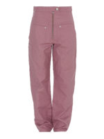 Pantaloni in cotone e lino con zip