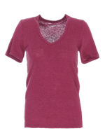 T-shirt in lino con scollo a V