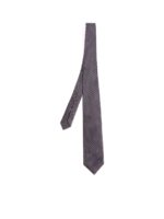 Cravatta blu ricami marroni e bianchi