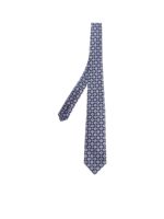 Cravatta Giove blu ricami azzurri