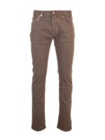 Pantalone marrone chiaro con logo beige