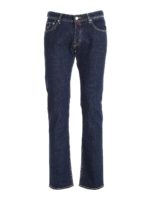 Jeans blu con impunture a contrasto