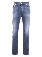 Jeans blu delave con logo
