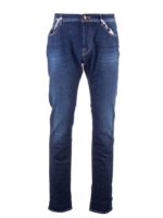 Jeans con etichetta logo blu