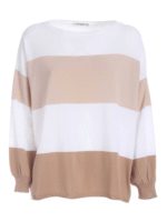 Maglia a righe bianca beige e marrone