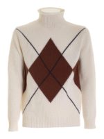 Pullover color avorio con intarsio losanghe