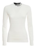 Pull in jersey con logo intarsiato