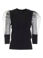 Maglione con manica in organza nero