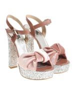 Sandalo in velluto rosa