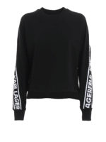 Felpa in cotone con bande logo jacquard