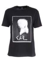 T-shirt Karl Legend nera stampa bianco e nero