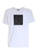 T-shirt bianca con logo profilo Karl