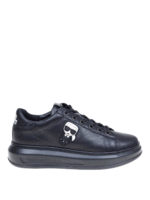 Sneakers in pelle nera con patch Karl