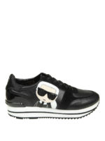 Sneaker in pelle e camoscio con patch Karl