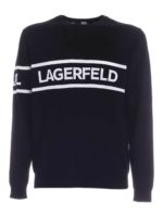 Pullover nero con intarsio logo