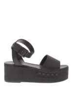 Sandali Stela in pelle nera con zeppa