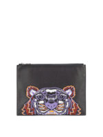 Clutch Tiger in pelle nera