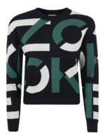 Pullover in misto cotone con logo all over