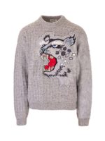 Maglione ricamo Cheetah grigio