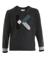 Pullover grigio con stampa K verde