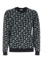 Pullover monogram verde bianco e nero