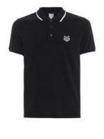 Polo nera K Fit in cotone con crest Tiger