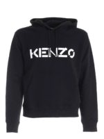 Felpa con cappuccio nera stampata