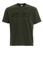 T-shirt verde militare con ricamo a rilievo