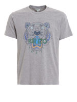 T-shirt grigio melange con stampa Tiger