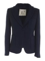 Giacca monopetto in crepe di lana blu