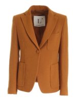 Giacca monopetto in lana color ocra