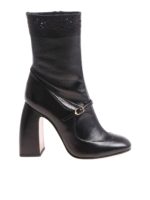 Stivale in nappa nera con cinturino